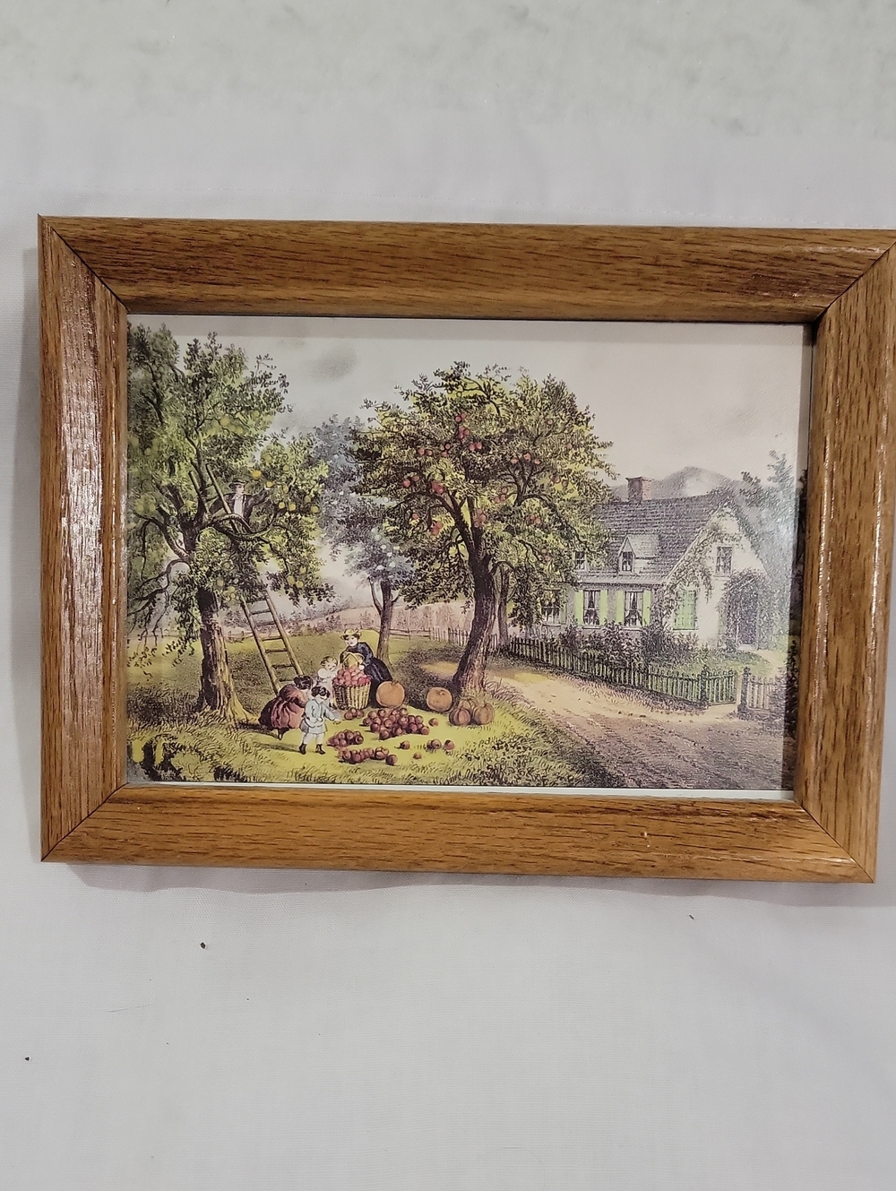 Vintage Currier & Ives Print Lithograph Of "American Homestead - Autumn" -Wood